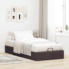 Bedframe 90x190 cm stof donkerbruin met opbergruimte