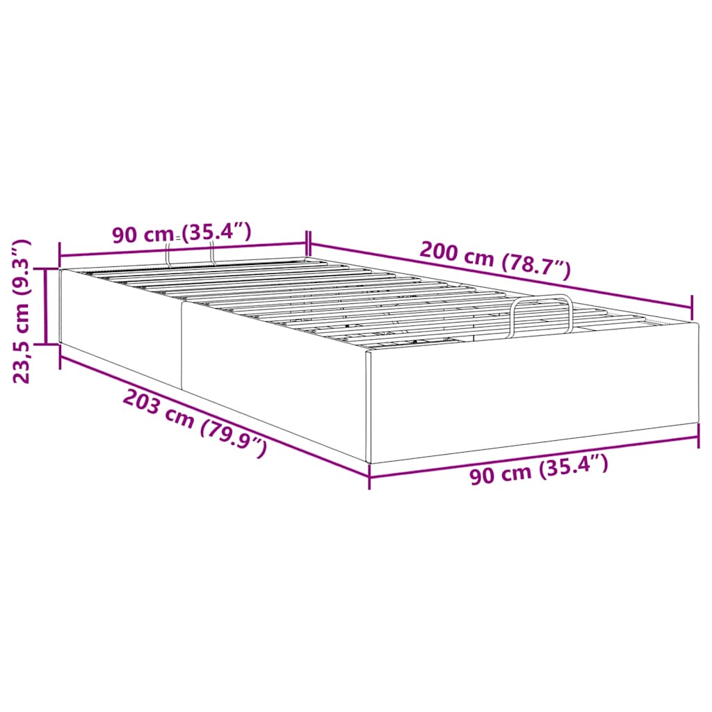 Bedframe zonder matras 90x200 cm stof taupe