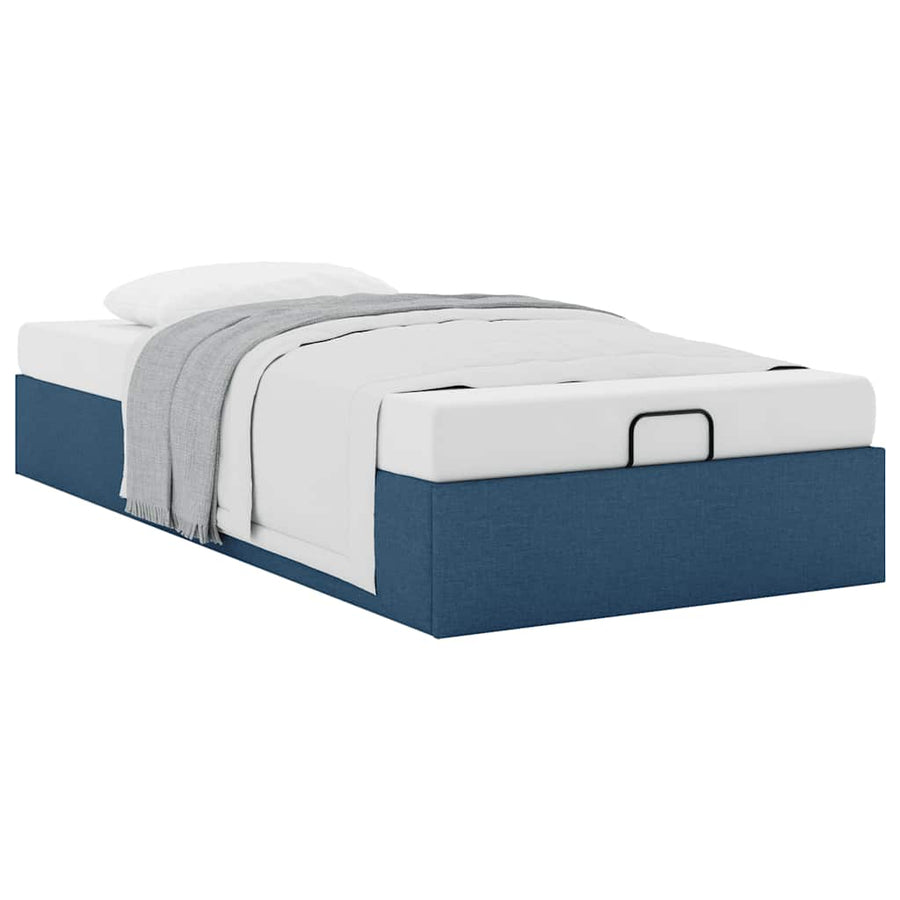 Bedframe zonder matras 90x200 cm stof blauw
