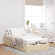 Bed frame without mattress 100x200 cm fabric cream