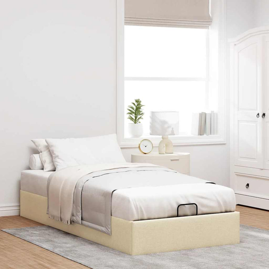 Bedframe zonder matras 100x200 cm stof crèmekleurig