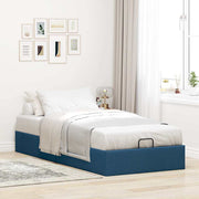 Bed frame without mattress 100x200 cm fabric blue