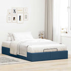 Bedframe 120x190 cm stof blauw met opbergruimte