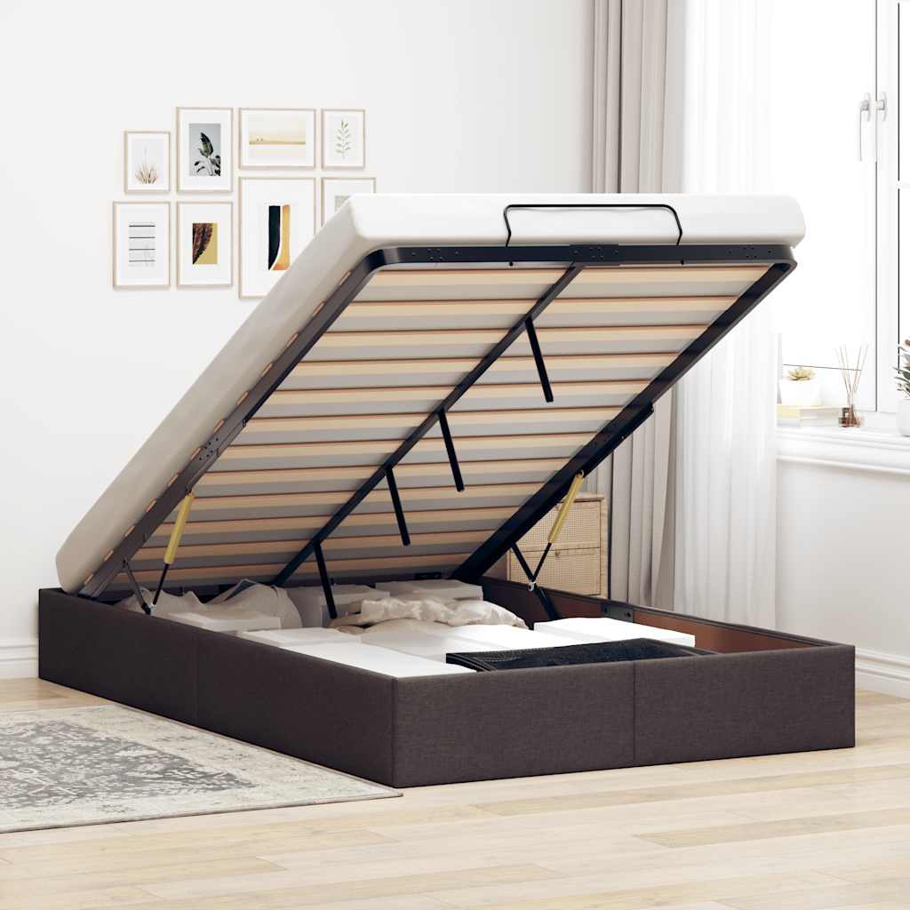 Bedframe zonder matras 120x200 cm stof donkerbruin