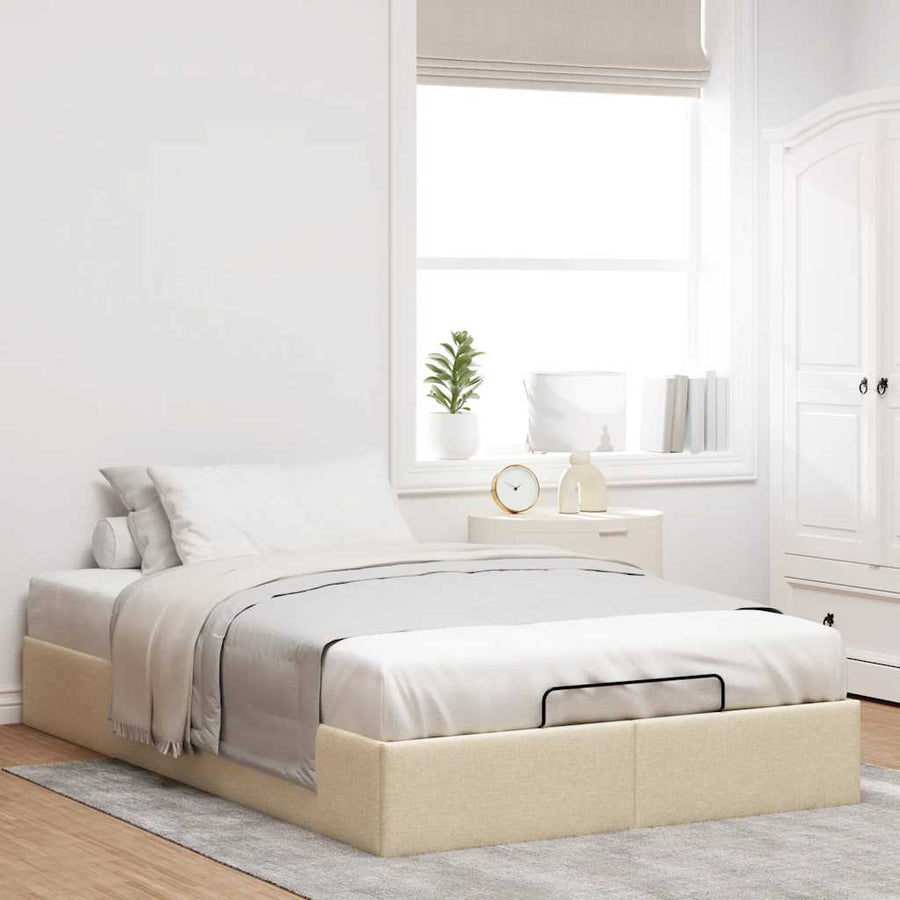 Bedframe zonder matras 120x200 cm stof crèmekleurig