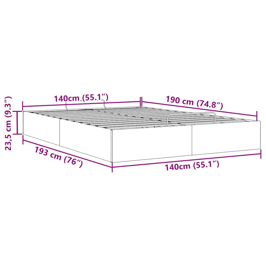 Bedframe zonder matras 140x190 cm stof zwart