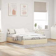 Bedframe 140x190 cm stof crèmekleurig met opbergruimte