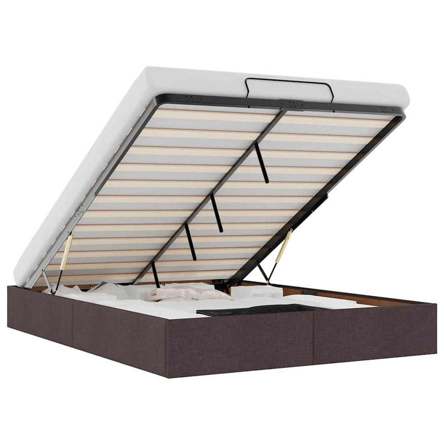 Bedframe zonder matras 140x200 cm stof donkerbruin