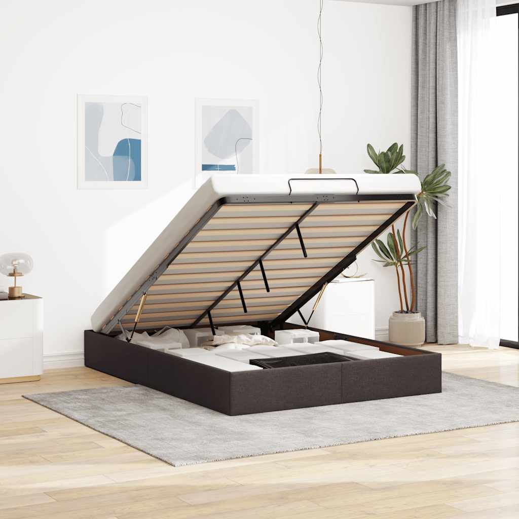 Bedframe zonder matras 140x200 cm stof donkerbruin