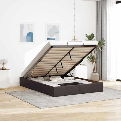 Bedframe zonder matras 140x200 cm stof donkerbruin