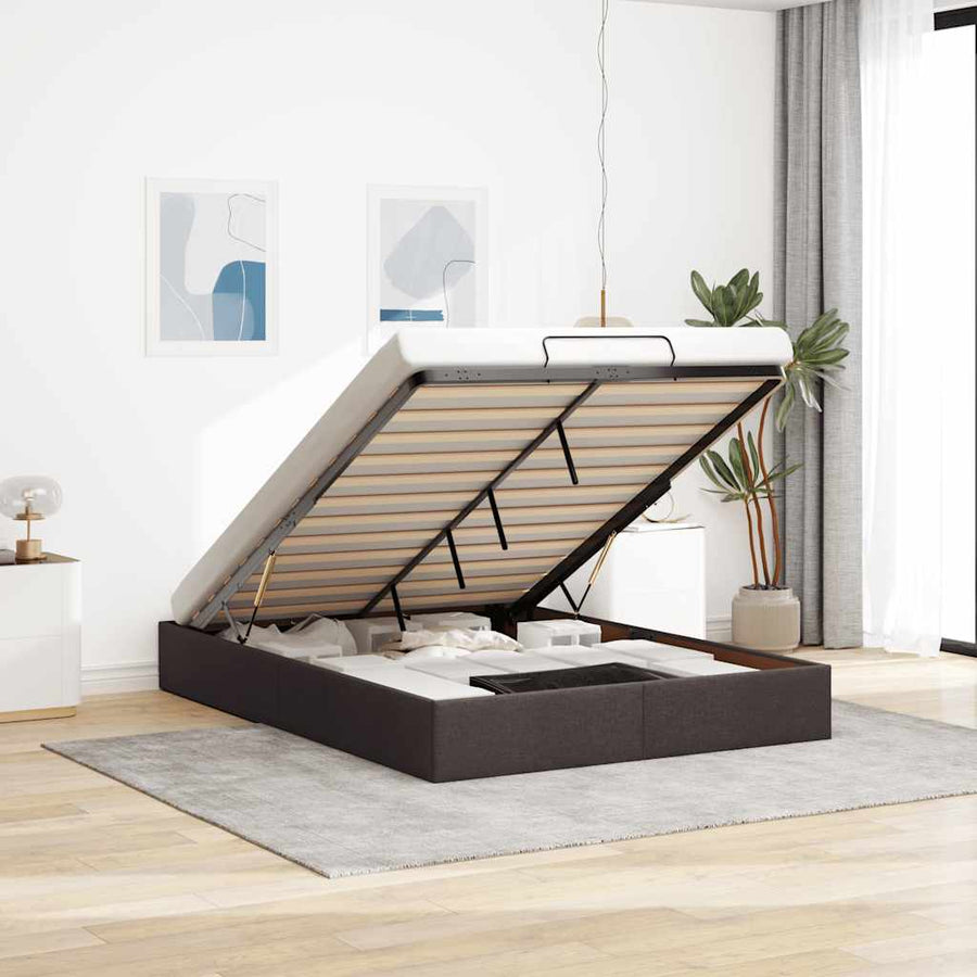 Bedframe zonder matras 140x200 cm stof donkerbruin