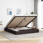 Bedframe 160x200 cm donkerbruin stof met opbergruimte