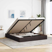 Bedframe 160x200 cm donkerbruin stof met opbergruimte