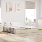 Bedframe 160x200 cm stof crèmekleurig met opbergruimte