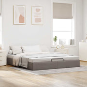 Bedframe 180x200 cm stof taupe met opbergruimte
