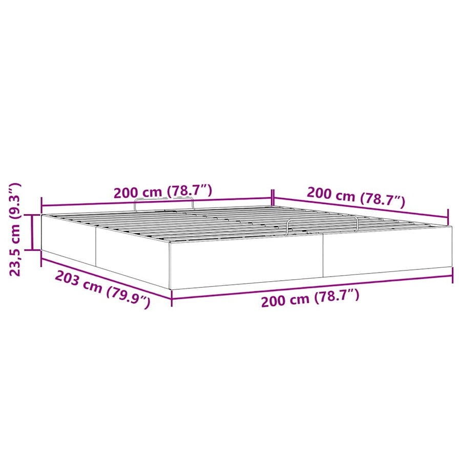 Bedframe zonder matras 200x200 cm stof donkergrijs