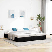 Bedframe 200x200 cm stof zwart met opbergruimte