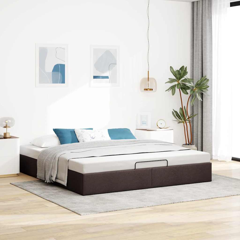 Bedframe Zonder Matras Stof 200 x 200 cm Donkerbruin