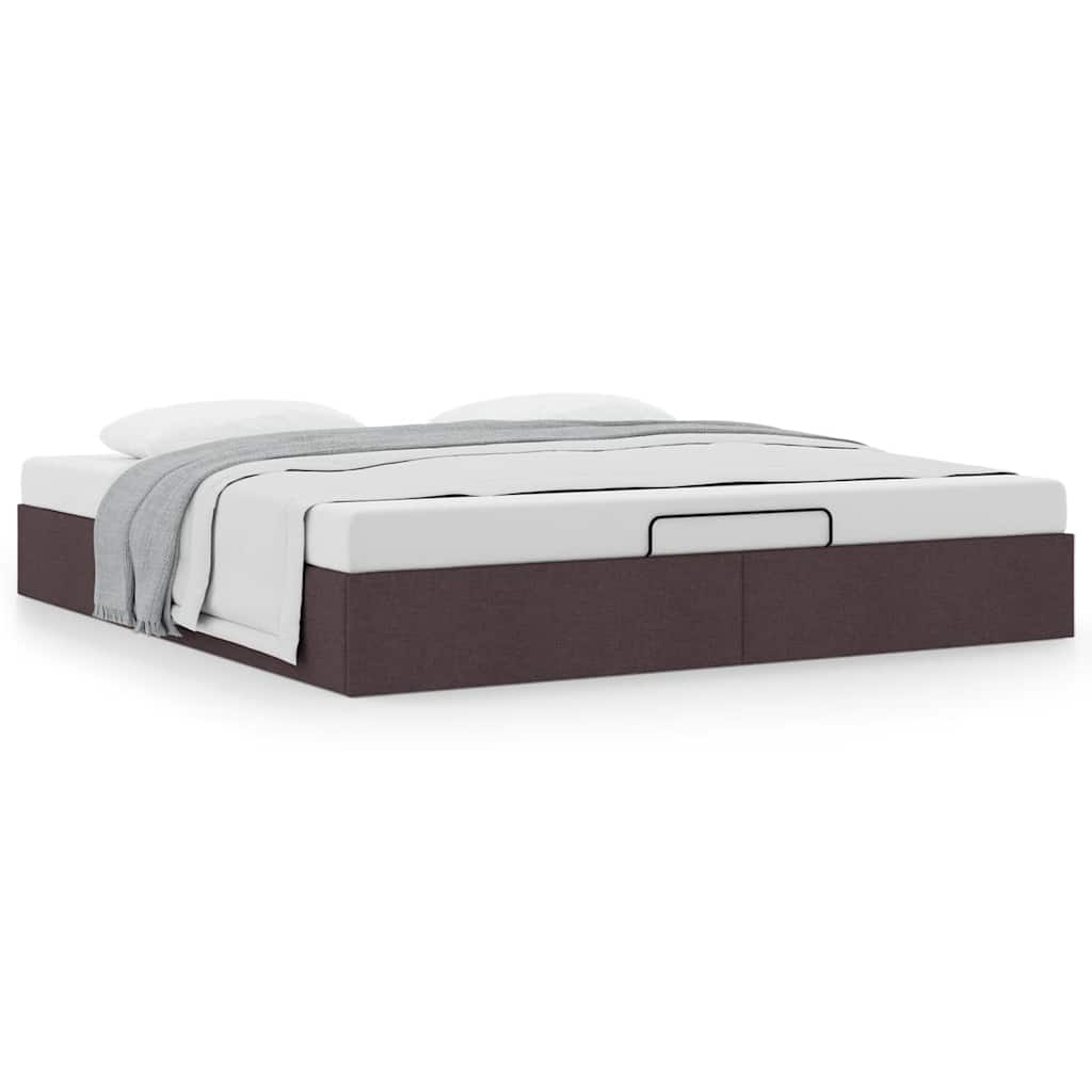 Bedframe Zonder Matras Stof 200 x 200 cm Donkerbruin