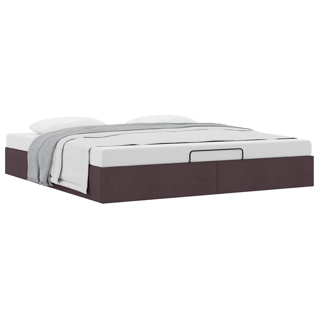 Bedframe Zonder Matras Stof 200 x 200 cm Donkerbruin