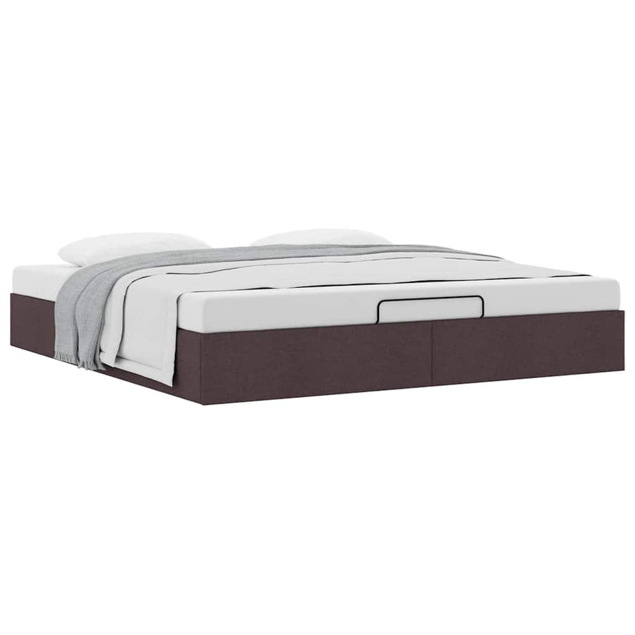 Bedframe Zonder Matras Stof 200 x 200 cm Donkerbruin
