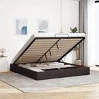 Bed frame without mattress 200x200 cm dark brown fabric