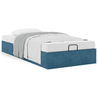 Bedframe 80x200 cm fluweel donkerblauw met opbergruimte