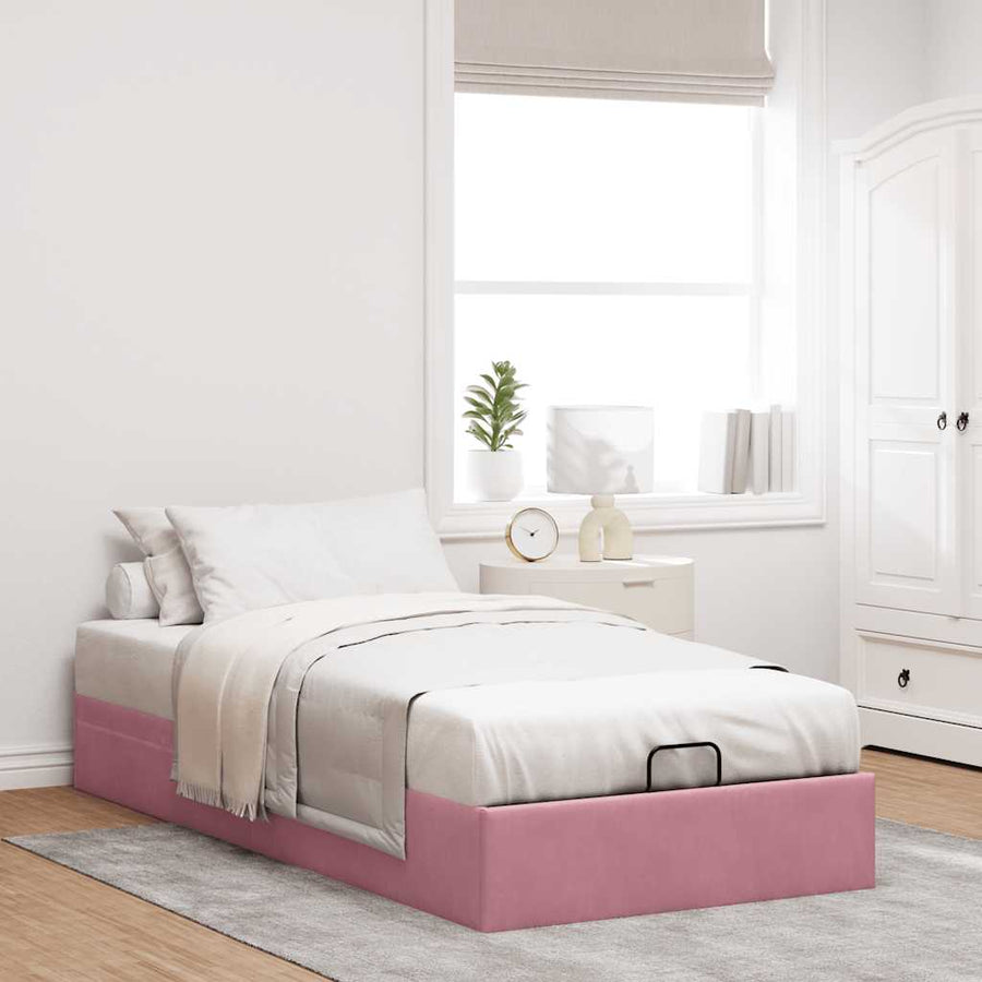 Bedframe zonder matras 90x200 cm fluweel roze