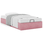 Bedframe 90x200 cm fluweel roze met opbergruimte