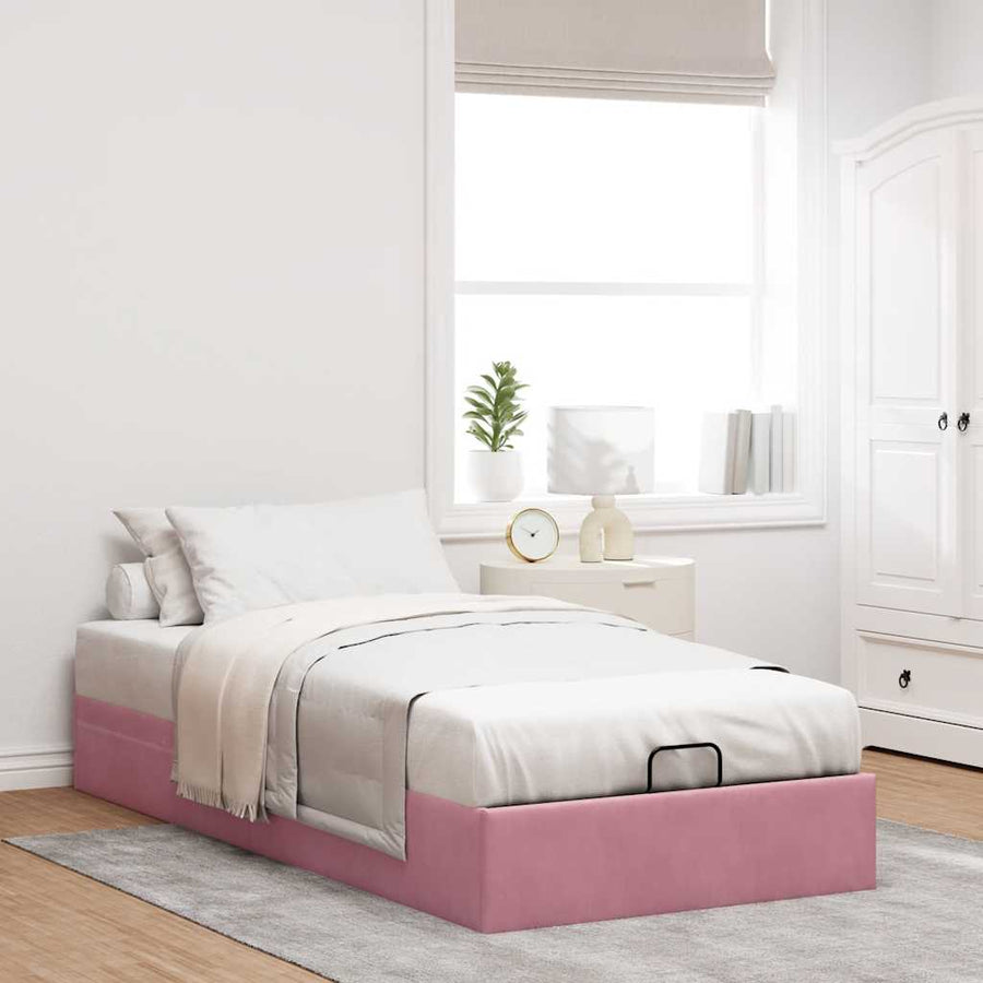 Bedframe zonder matras 100x200 cm fluweel roze
