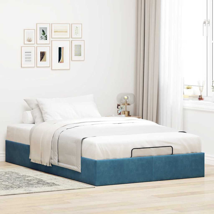 Ottoman bedframe zonder matras 120x200 cm fluweel donkerblauw
