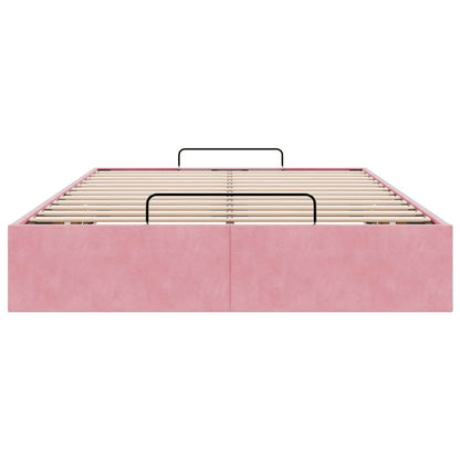 Ottoman bedframe zonder matras 120x200 cm fluweel roze