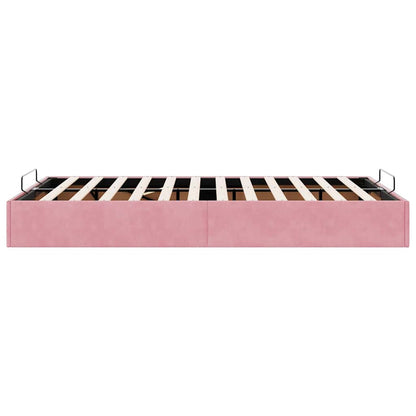 Ottoman bedframe zonder matras 120x200 cm fluweel roze