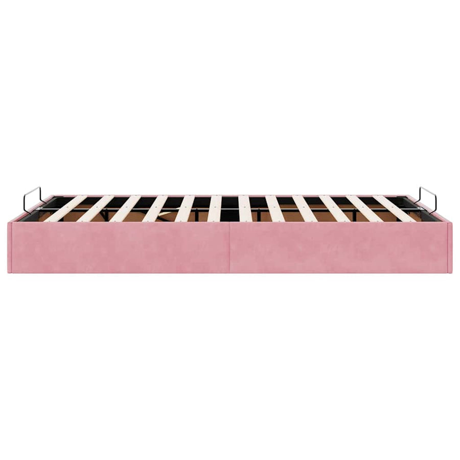 Ottoman bedframe zonder matras 120x200 cm fluweel roze