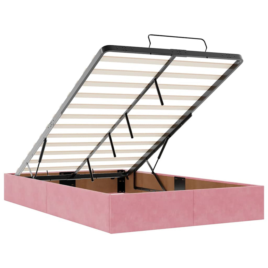 Ottoman bedframe zonder matras 120x200 cm fluweel roze