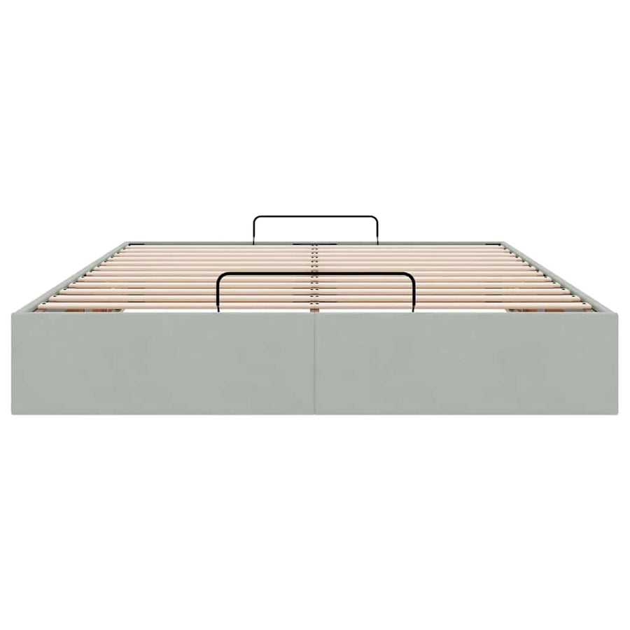 Ottoman bedframe zonder matras 140x190 cm fluweel lichtgrijs