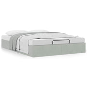 Bedframe 140x190 cm fluweel lichtgrijs met opbergruimte