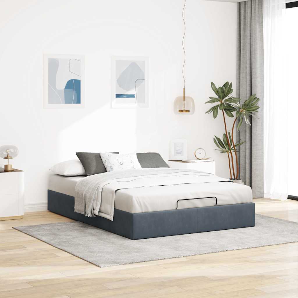 Ottoman bedframe zonder matras 140x190 cm fluweel donkergrijs