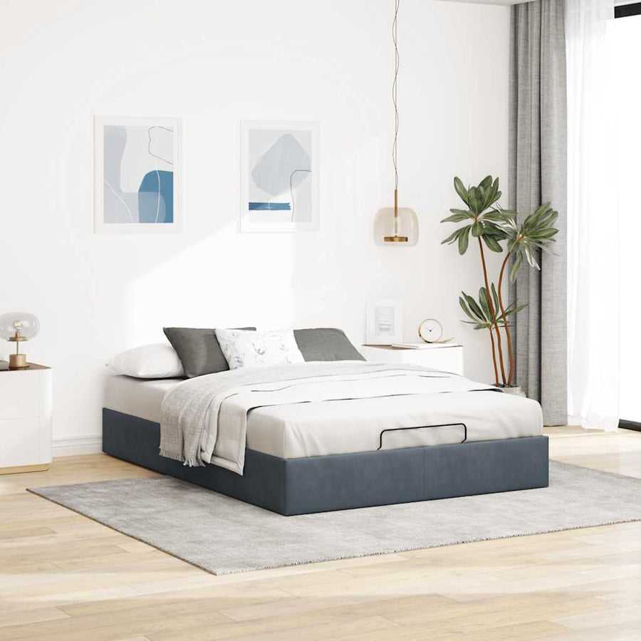 Ottoman bedframe zonder matras 140x190 cm fluweel donkergrijs