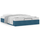 Ottoman bed frame without mattress 140x190 cm velvet dark blue