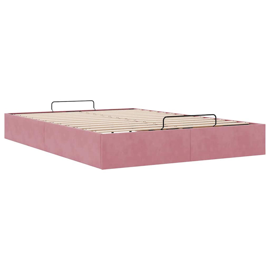 Ottoman bedframe zonder matras 140x190 cm fluweel roze