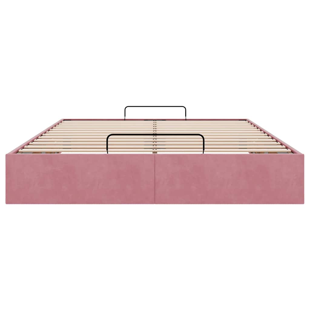 Ottoman bedframe zonder matras 140x190 cm fluweel roze