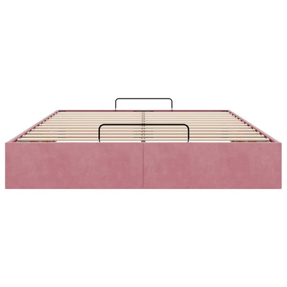 Ottoman bedframe zonder matras 140x190 cm fluweel roze