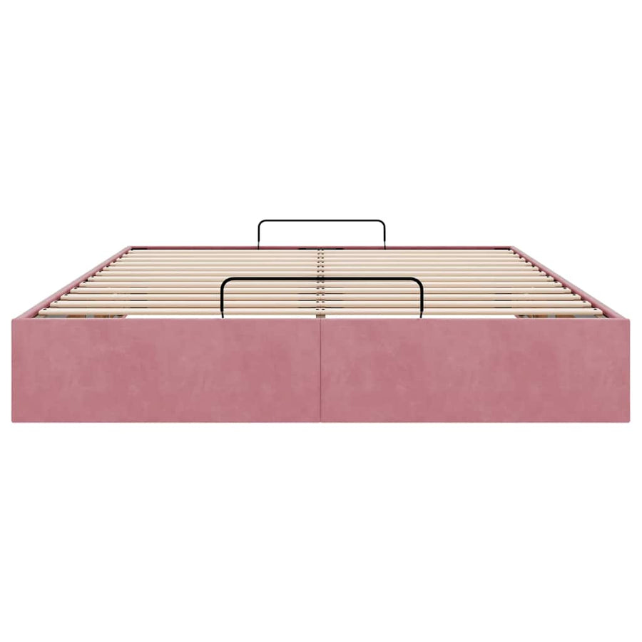 Ottoman bedframe zonder matras 140x190 cm fluweel roze