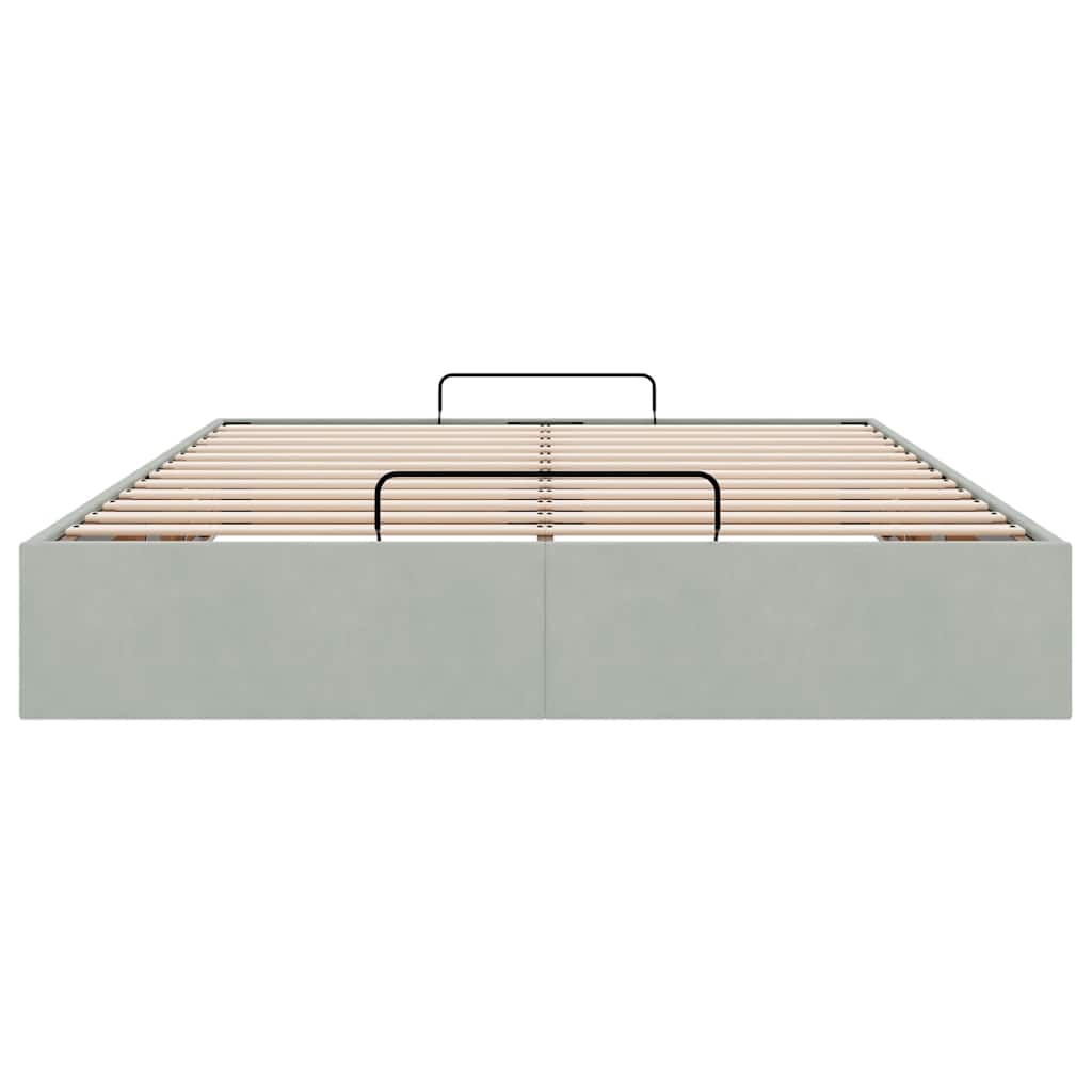Ottoman bedframe zonder matras 140x200 cm fluweel lichtgrijs