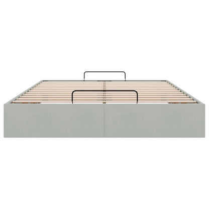 Ottoman bedframe zonder matras 140x200 cm fluweel lichtgrijs