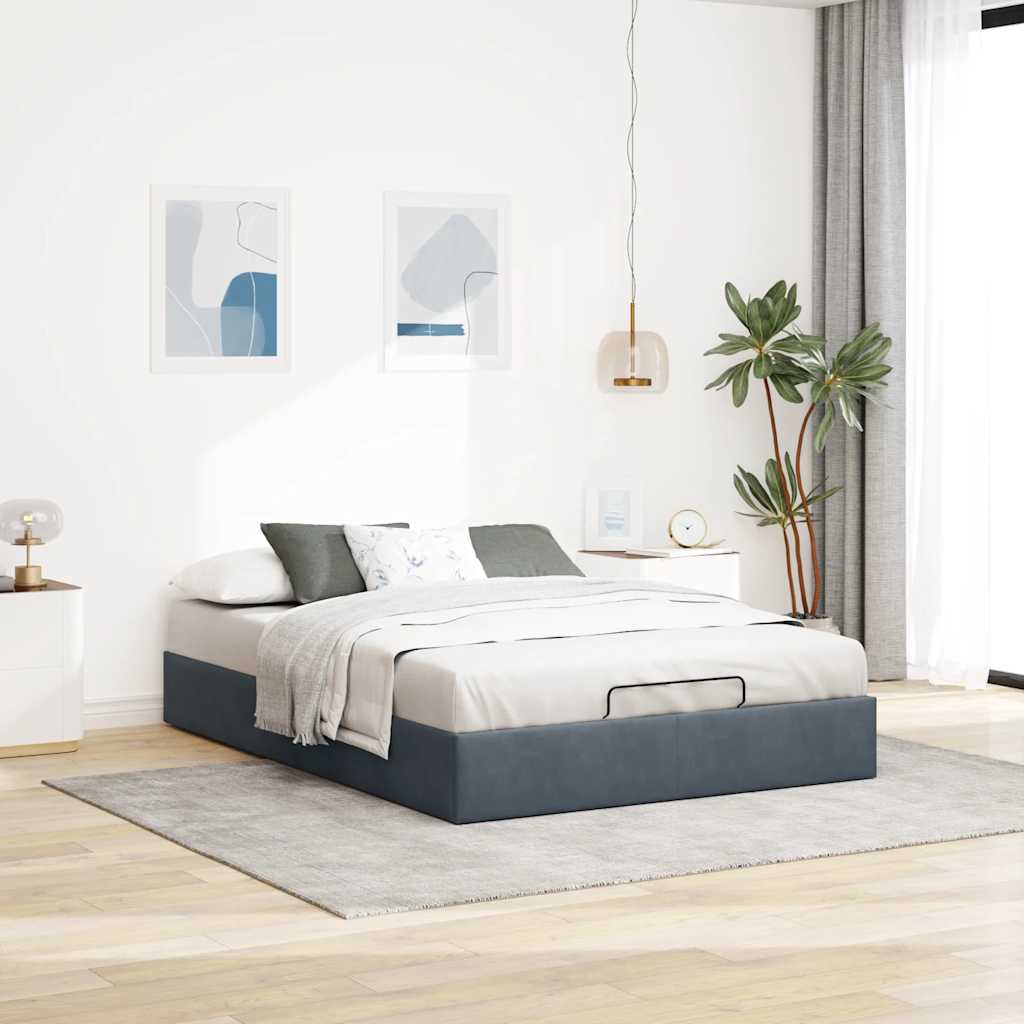 Ottoman bedframe zonder matras 140x200 cm fluweel donkergrijs