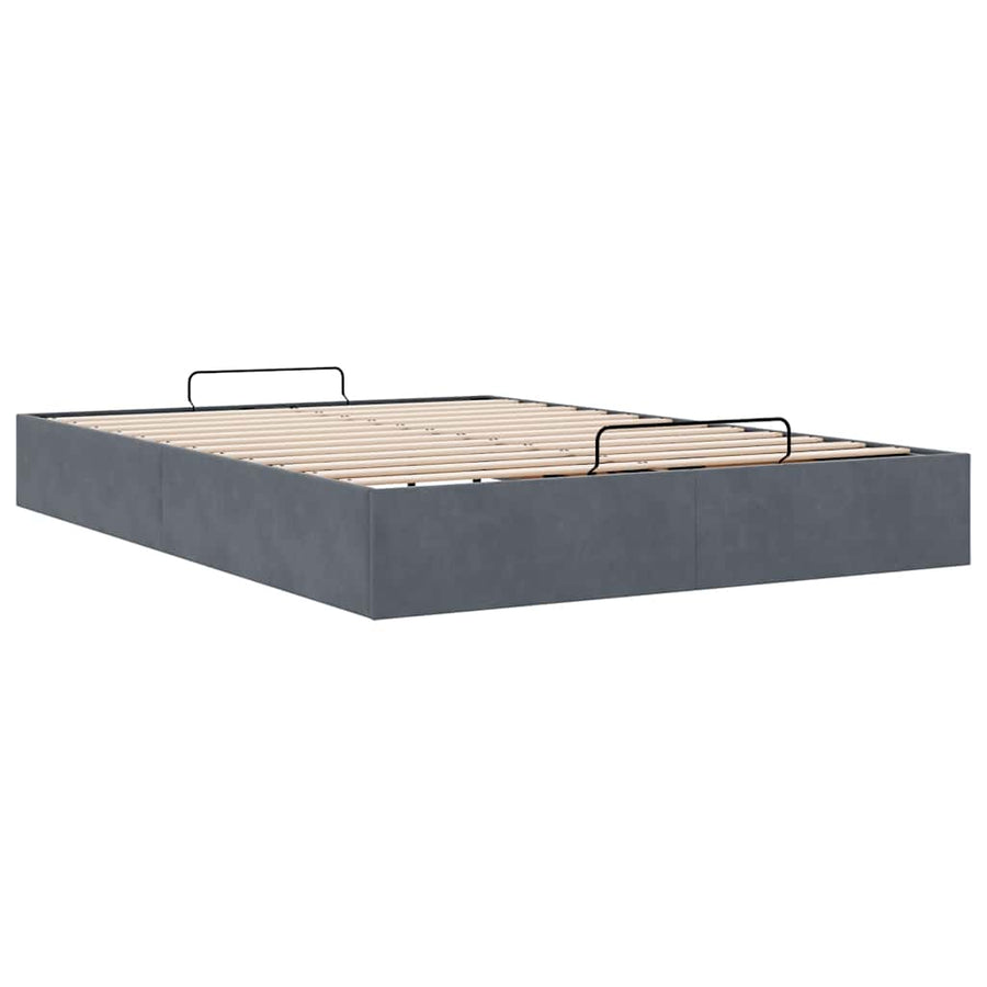 Ottoman bedframe zonder matras 140x200 cm fluweel donkergrijs