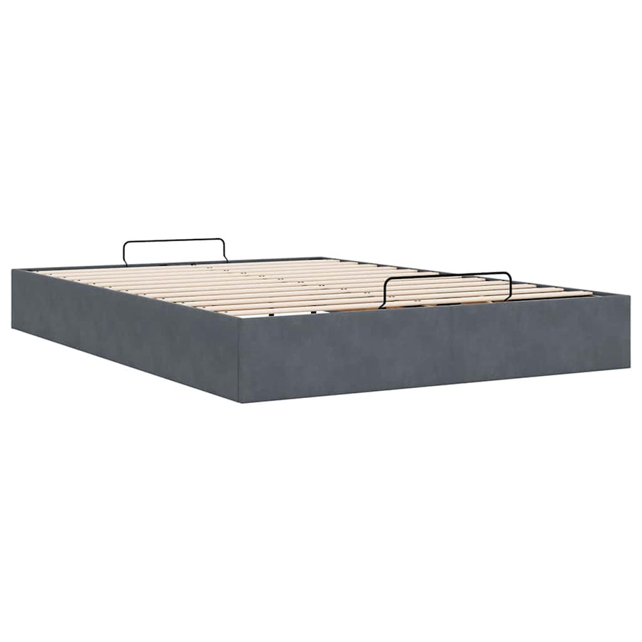 Ottoman bedframe zonder matras 140x200 cm fluweel donkergrijs