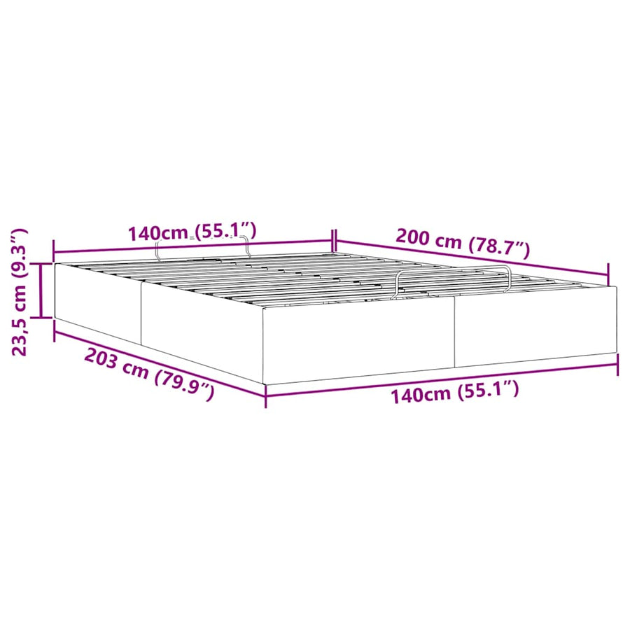 Ottoman bedframe zonder matras 140x200 cm fluweel donkergrijs